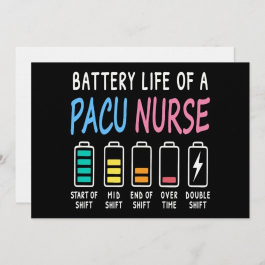 Battery life of a PACU nurse levels humor 招待状 (正面/裏面)