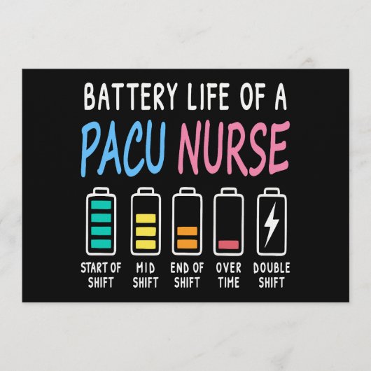 Battery life of a PACU nurse levels humor 招待状 (正面)