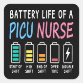 Battery life of a PICU nurse humor chart スクエアシール (正面)