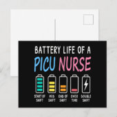 Battery life of a PICU nurse humor chart ポストカード (正面/裏面)