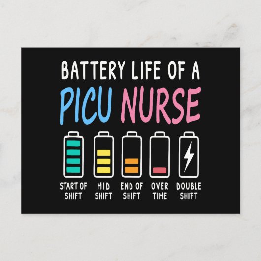 Battery life of a PICU nurse humor chart ポストカード (正面)