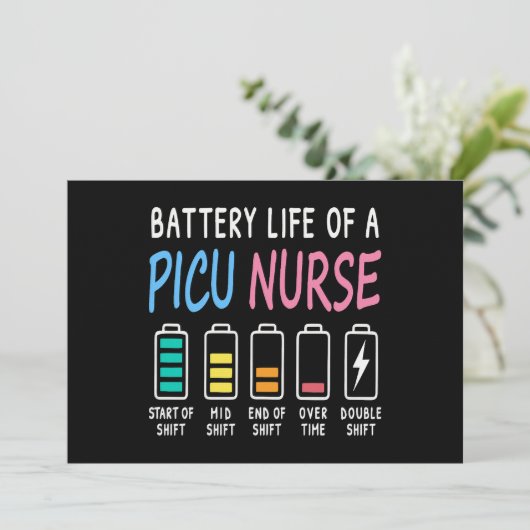 Battery life of a PICU nurse humor chart 招待状 (スタンド正面)