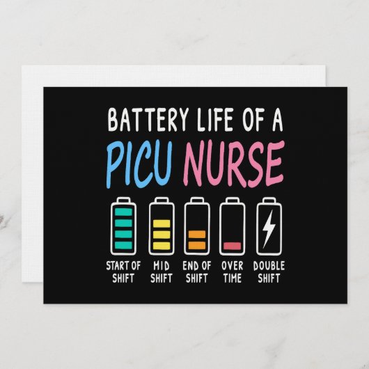Battery life of a PICU nurse humor chart 招待状 (正面/裏面)