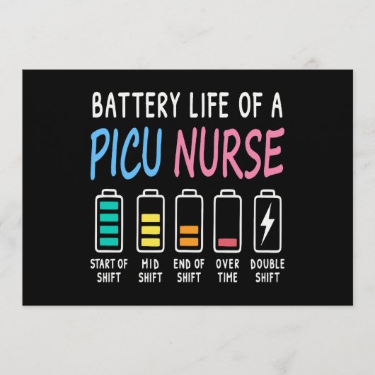Battery life of a PICU nurse humor chart 招待状 (正面)
