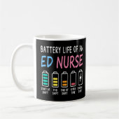 Battery life of an ED nurse levels humor コーヒーマグカップ (左)