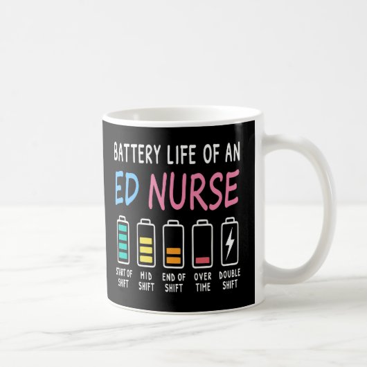 Battery life of an ED nurse levels humor コーヒーマグカップ (右)