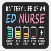 Battery life of an ED nurse levels humor スクエアシール (正面)