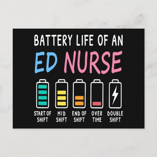 Battery life of an ED nurse levels humor ポストカード (正面)
