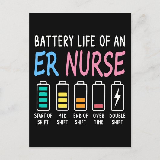 Battery life of an ER nurse humor chart ポストカード (正面)