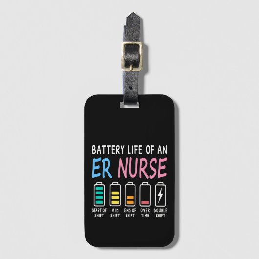 Battery life of an ER nurse humor chart ラゲッジタグ (正面縦)