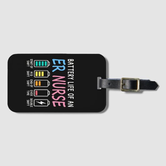 Battery life of an ER nurse humor chart ラゲッジタグ (正面横)