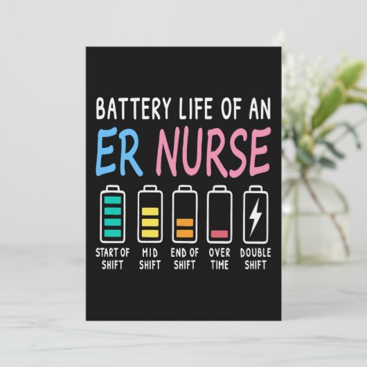Battery life of an ER nurse humor chart 招待状 (スタンド正面)