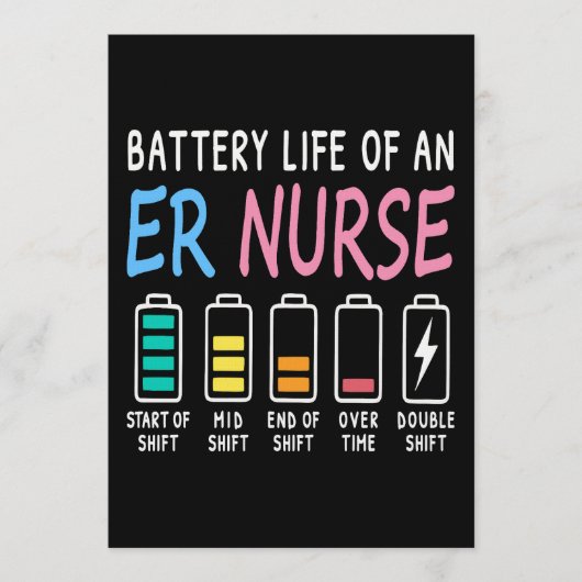 Battery life of an ER nurse humor chart 招待状 (正面)
