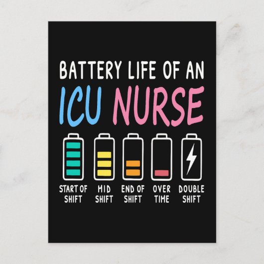 Battery life of an ICU nurse humor chart ポストカード (正面)