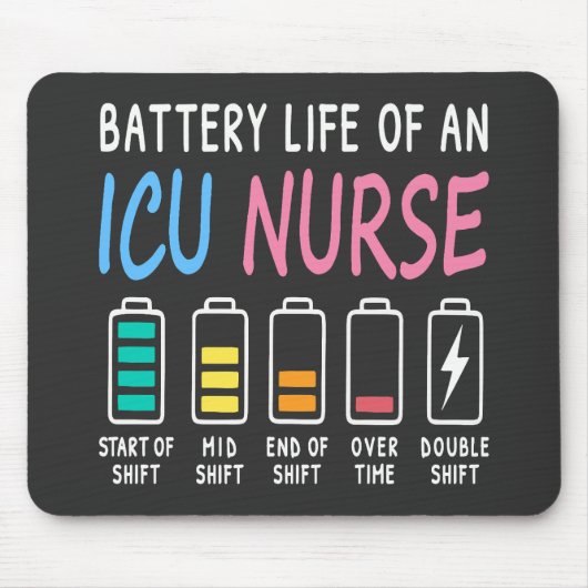 Battery life of an ICU nurse humor chart マウスパッド (正面)