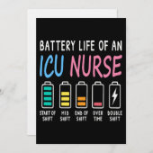 Battery life of an ICU nurse humor chart 招待状 (正面/裏面)