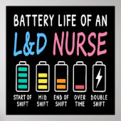 Battery life of an L&D nurse humor chart ポスター (正面)