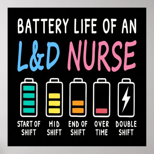 Battery life of an L&D nurse humor chart ポスター (正面)