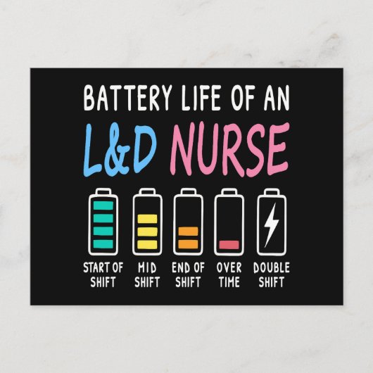 Battery life of an L&D nurse humor chart ポストカード (正面)