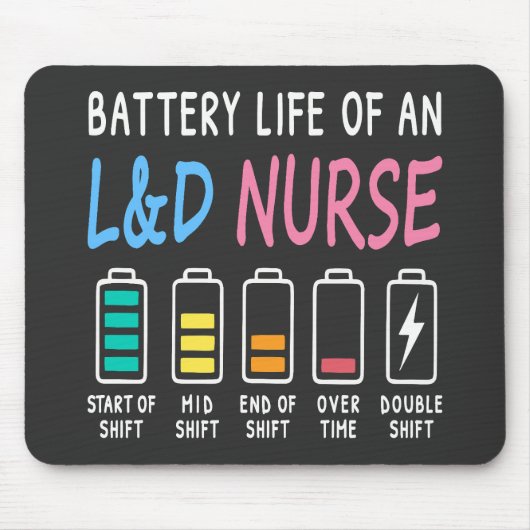 Battery life of an L&D nurse humor chart マウスパッド (正面)