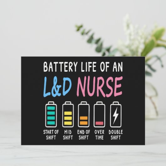 Battery life of an L&D nurse humor chart 招待状 (スタンド正面)