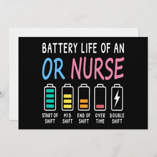 Battery life of an OR nurse humor chart 招待状 (正面/裏面)