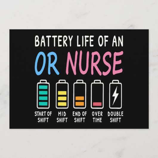 Battery life of an OR nurse humor chart 招待状 (正面)