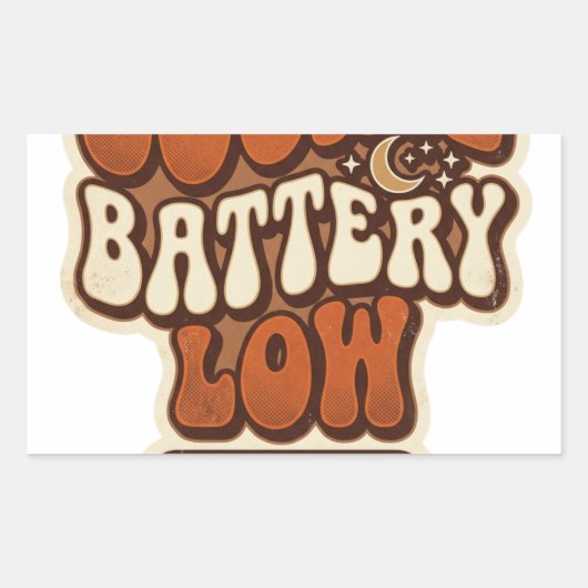 Battery Low Retro Sticker | Funny Aesthetic Vintag 長方形シール (正面)