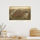 Battery Park, NYパノラママップ – 1873 ポスター (キッチン)