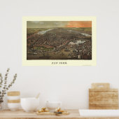 Battery Park, NYパノラママップ – 1873 ポスター (キッチン)