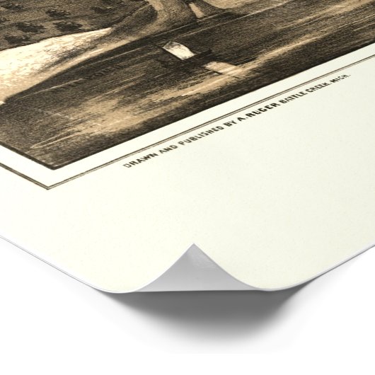 Battle Creek, MI Panoramic Map - 1870 ポスター (角)