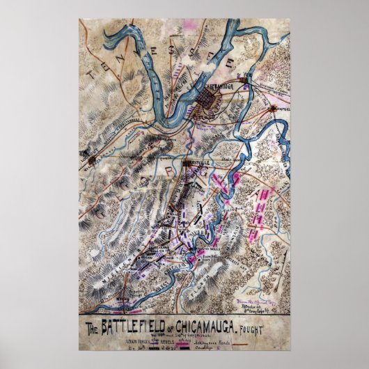 Battle of Chickamauga - Civil War Panoramic Map ポスター (正面)