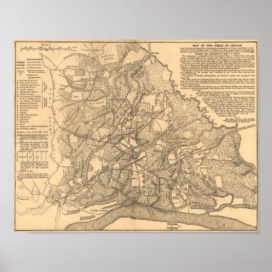 Battle of Shiloh - Civil War Panoramic Map ポスター (正面)
