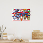 Battle of the Planets Gatchman G forceヴィンテージc ポスター (キッチン)