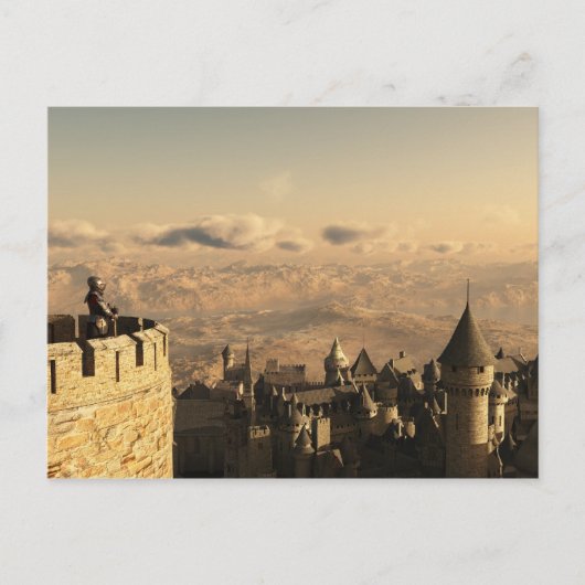 Battlementsを守っている孤独な騎士 ポストカード (正面)