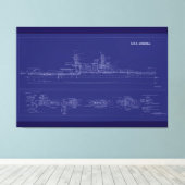 Battleship USS Arizona Blueprint キャンバスプリント (インサイチュ (ウッドフロア))