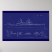 Battleship USS Arizona Blueprint ポスター (正面)