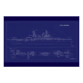 Battleship USS Arizona Blueprint ポスター (正面)