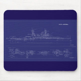 Battleship USS Arizona Blueprint マウスパッド