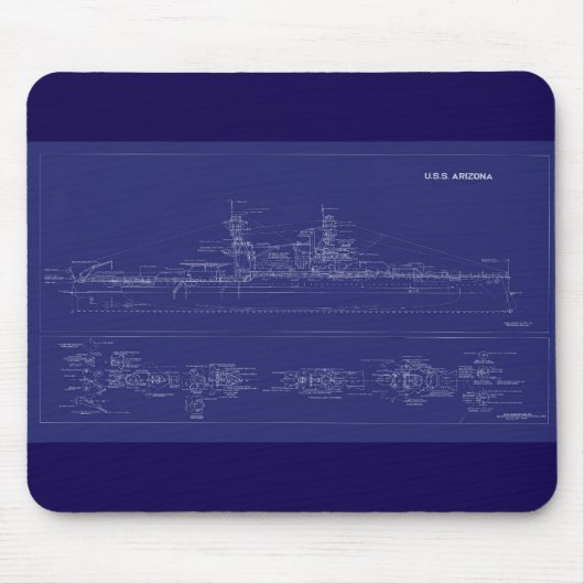 Battleship USS Arizona Blueprint マウスパッド (正面)