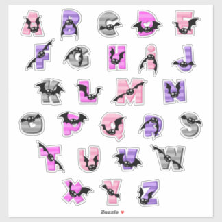 Batty Alphabet Stickers | Cute Bat Letter & Number シール