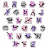 Batty Alphabet Stickers | Cute Bat Letter & Number シール (正面)