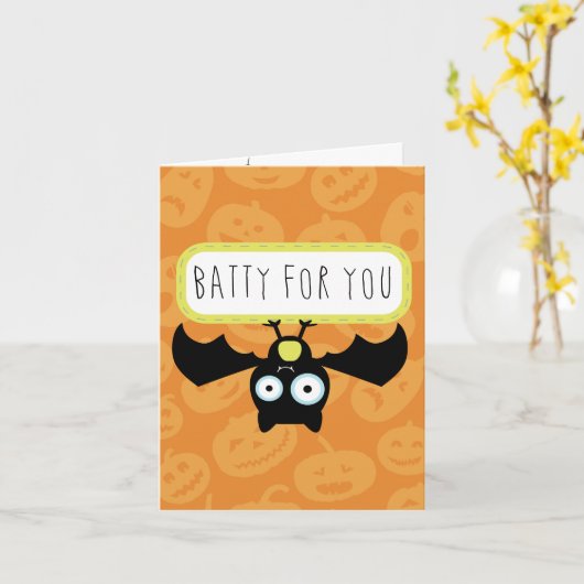 Batty for You Halloween カード (黄色い花)