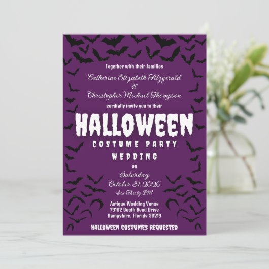 Batty Halloween Costume Party Wedding Invitation 招待状 (スタンド正面)