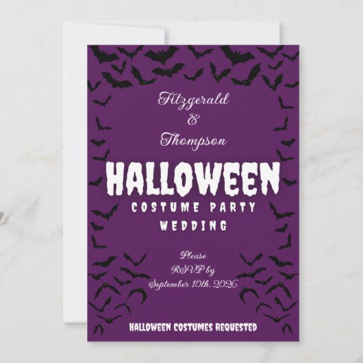 Batty Halloween Costume Party Wedding Invitation 招待状 (裏面)