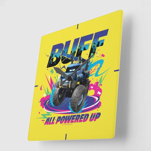 Batwheels™バフ – 全電源オン スクエア壁時計 (傾斜)