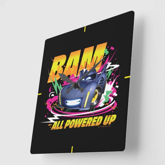 Batwheels™ Bam – 全電源オン スクエア壁時計 (傾斜)