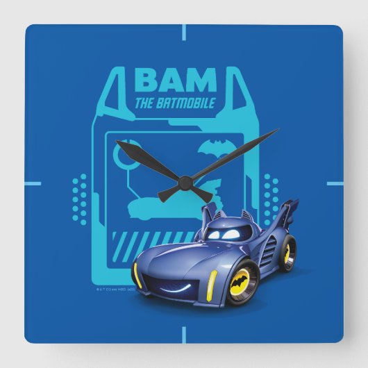 Batwheels™ Bam - The Batmobile スクエア壁時計 (正面)