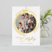 Bauble Ornament Calligraphy Christmas One Photo 箔シーズンカード (立ち正面)
