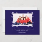 Baubles Photo Collage Merry Christmas Blue & White シーズンカード (裏面)